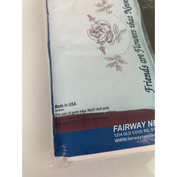 NEW Fairway Needlecraft Co #83095 Friends Embroidery Pillowcases Flowers 30x21 - Picture 4 of 11